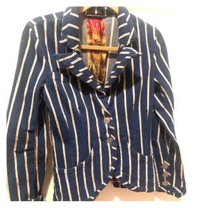 Interesting striped Free People or Anthro Blazer